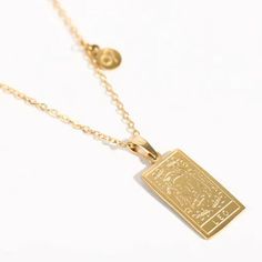 Vintage Jewelry With Adjustable Rectangular Chain, Vintage Rectangular Jewelry With Adjustable Chain, Gold Rectangular Spiritual Jewelry, Gold Rectangular Spiritual Necklace, Leo Necklace Zodiac, Zodiac Pendant, Zodiac Necklaces, Gold Plated Necklace, Keep It Cleaner