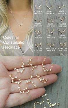 Constellation NecklaceZODIAC Celestial Cubic zirconia | Etsy Ušný Piercing, Simpul Dasi, Piercing Chart, Embossed Jewelry, Zodiac Constellation Necklace, Constellation Necklace, Lobe Piercing, Personalized Bridesmaid Gifts, Bridesmaids Personalized