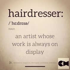 an advertisement with the words hairdresser on it's back side in black and white