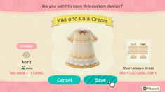 an animal crossing game screen with the caption kiki and lala creme