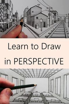 a person is drawing on paper with a pencil and the words learn to draw in perspective