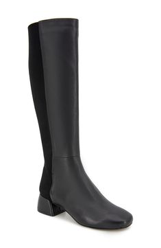 A stretchy back panel offers a comfortable fit on a knee-high boot grounded by a cushioned footbed and durable rubber sole. 1 3/4" heel 15 1/4" shaft; 9 1/4" calf circumference. Narrow calf Side zip closure Memory foam cushioning PORON®-cushioned insole with arch support Leather upper and lining/rubber sole Imported Kenneth Cole, Arch Support, Knee High Boots, Side Zip, Knee High, Memory Foam, Rubber Sole, Womens Boots, Leather Upper