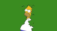 the simpsons character is standing in front of a green background