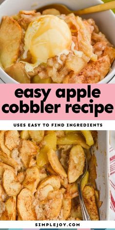 an easy apple cobbler recipe with apples and ice cream