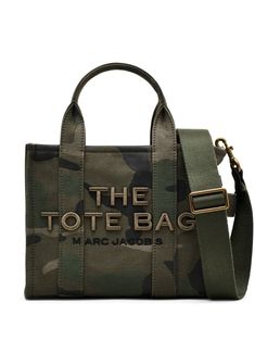 forest green cotton canvas camouflage jacquard embroidered logo to the front appliqué logo two top handles adjustable detachable shoulder strap top zip fastening main compartment contrast lining gold-tone hardware Marc Jacobs Tote, Small Tote Bag, Dion Lee, Marc Jacobs Bag, The Tote Bag, Medium Tote, Small Tote, Large Tote Bag, Dolce & Gabbana