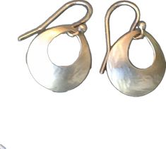 Vintage Hypoallergenic Sterling Silver Earrings, Artsy Nickel-free Sterling Silver Earrings, Sterling Silver Semi-circle Earrings Gift, Artisan Nickel-free Circle Earrings, Vintage Sterling Silver Round Clip-on Earrings, Sterling Silver Earrings, Silver Earrings, Hoop Earrings, Sterling Silver