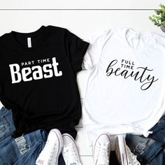 His And Hers Disney Shirts, Perfect White Tee Shirt, Night Jar, Couple Shirt Design, Shop Disney, Beast Shirt, Couples Shirts