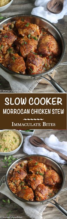 slow cooker moroccan chicken stew is an easy and delicious meal that's ready in under 30 minutes