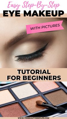 Learn how to accentuate & define your eyes with eye makeup using four stunning, yet easy, step-by-step eyeshadow looks for beginners & up! Eyeshadow Basics Step By Step, How To Do Eye Makeup For Blue Eyes, Step By Step Natural Eyeshadow, Order Of Eye Makeup Application, Make Up For Brown Eyes Step By Step, Eye Makeup How To Step By Step, Step By Step Eye Makeup For Beginners, How To Do Evening Eye Makeup, Eye Makeup Step By Step Beginner Natural