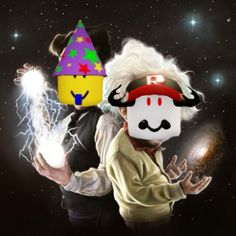 an image of two people with party hats on