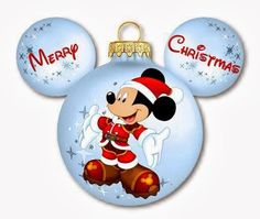 mickey mouse ornament with merry christmas message