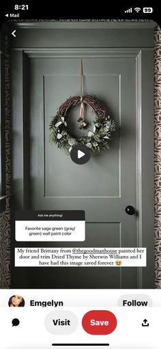 an image of a door with a wreath on it