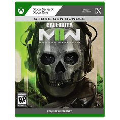 the box art for the xbox game call duty man, which features a skull with headphones