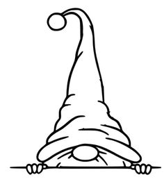 a black and white drawing of a wizard hat