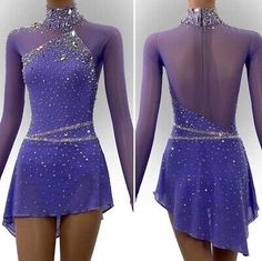 the back of a purple dress with silver sequins