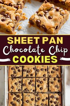 sheet pan chocolate chip cookies with text overlay