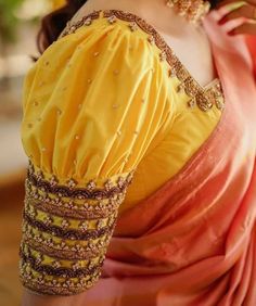 Puff Sleeve Blouse Indian Lehenga, Blouse Puff Sleeves Design Indian, Puff Hand Blouse, Puff Sleeve Blouse Indian Saree, Puff Sleeve Aari Work Blouse, Puff Hands Blouse Designs Latest, Puff Hands Blouse Designs, Puff Blouse Designs, Puff Sleeve Blouse Indian