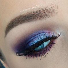 Blue and Purple Eye Makeup Look for Blue Eyes Makeup You Need, Makeup Looks For Blue Eyes, Purple Eye Makeup, Purple Eyes, Blue Eye Makeup, Smokey Eye Makeup