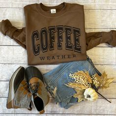 Unisex | 50/50 Blend Coffee Sweatshirt, Mommy Style, Fun Sweatshirts, Stylish Boots, Spirit Wear, Fashion Attire, Tshirt Outfits, Fall Sweatshirt, Work Clothes