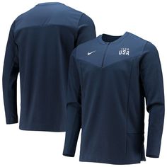 the nike usa team jersey is shown in dark blue and has white letters on it