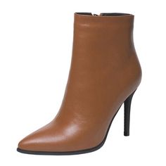 Women's High Heels Ankle Boots Leather Pointed Toe Zipper Classic Booties - Brown - C6186TY899N - Women's Shoes, Boots, Ankle & Bootie  #AnkleBootie #Women's #Shoes # #Boots # #Ankle #& #Bootie High Heels Ankle Boots, Ankle Boots Leather, Black High Heel Boots, Western Booties, Women Shoes Online, High Heel Boots Ankle, Brown Ankle Boots, Boots Leather, Leather Shoes Woman