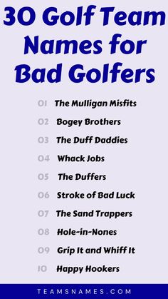 the 30 golf team names for bad golfers