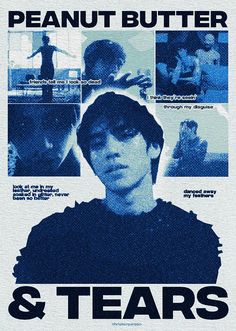 the poster for peanut butter and tears is shown with images of people in different colors