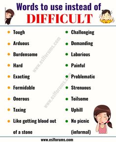 words to use instead of diffcutt in an english speaking lesson for kids