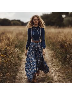 Women Elegant Dresses, Women's Two-piece Bohemian Pastoral Suspender Floral Dress Autumn And Winter Retro Long Dress Two-piece Set Fitted Bohemian Patchwork Dress, Bohemian Sleeveless Maxi Dress For Fall, Blue Bohemian Maxi Dress For Fall, Bohemian Sleeveless Dresses For Fall, Bohemian Maxi Dress For Fall, Bohemian Fall Maxi Dress For Dress-down Occasions, Fitted Bohemian Dress For Casual Occasions, Fall Bohemian Maxi Dress, Bohemian Patchwork Dresses For Fall