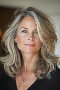 From chic bobs to soft layers, these styles enhance natural beauty while considering hair's changing texture. Hair After 50 Hairstyles, Sophisticated Hairstyles For Long Hair, Hair For Women Over 60 Aging Gracefully, Long Hair Older Women, Medium Hair Styles For Women, Over 60 Hairstyles, Blending Gray Hair