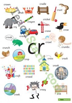 a poster with words and pictures on it that include crayon, crawl,