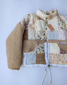 Beige Block & Sherpa — AARON ASUNSOLO Cotton Drawstring Outerwear For Loungewear, Comfy Cotton Outerwear With Pockets, Ropa Upcycling, Body Balance, Meal Recipes, Handmade Clothing, Cozy Flannel, Yoga Fashion, 가을 패션