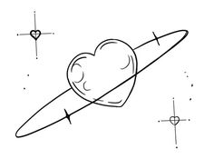 a black and white drawing of a rocket ship with a heart on it's side