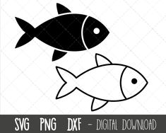 a black and white image of a fish with the word svg png dxf