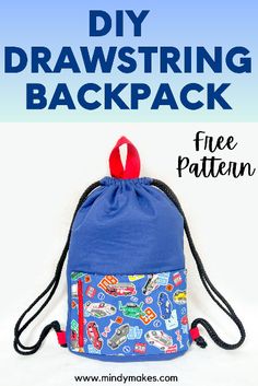 a drawstring bag with the text diy drawstring backpack free pattern