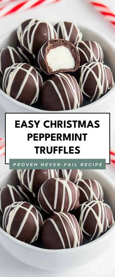 Image for Easy Christmas Peppermint Truffles No Bake Lemon Truffle Recipe, Truffles That Dont Need Refrigeration, No Bake Truffles Christmas, Cool Whip Truffles, Peppermint Christmas Treats, Simple Christmas Lunch, Peppermint Desserts Christmas, Candy Cane Truffles