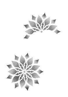 two black and white snowflakes are shown in the shape of an abstract flower