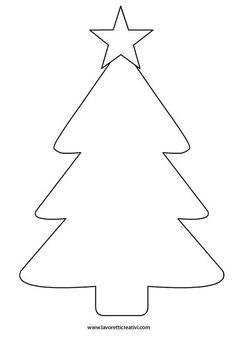 a simple christmas tree with a star on the top and bottom, in black and white