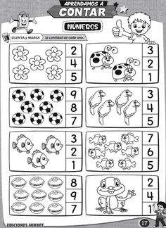 a printable worksheet for children to learn how to count numbers in spanish