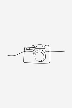 an outline drawing of a camera on a white background