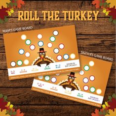 two tickets with an image of a turkey in a top hat on them and the words roll the turkey