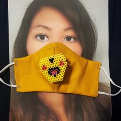 2 Layers Of Canvas Pixel Pikachu Is Attached By Snaps Removable For Washing Built In Nasal Bridge Support Elastic, Adjustable Ear Support Pikachu Face, Bridge Support, Kids Accessories, Face Masks, Pikachu, Face Mask, Kids Shop, Built In, Bridge