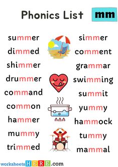 the phonics list for summer