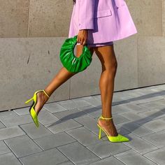 High-Heel Shoes In Neon Satin Colour. Long Toe. Buckled Ankle Strap Fastening. Airfit. Flexible Technical Latex Foam Insole, Designed To Offer Greater Comfort. Heel Height: 10 Cm. / 3.9″ Color: Lime Green Available Sizes: Us 6 (Eu 36), Us 8 (Eu 39), Us 9 (Eu 40) Green Shoe Outfits Women, Neon Heels Outfit, Neon Shoes Outfit, Lime Green Shoes Outfit, Black Church Outfit, Green Heels Outfit, Lime Green High Heels, Colorful Heels Outfit, Lime Outfit