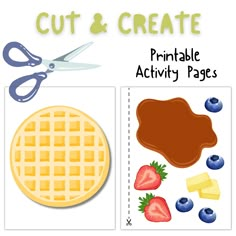 cut and create printable activity pages for kids to learn how to make waffles