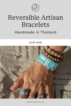 If you are looking for beautiful artisan jewelry, you will find it here. Our handmade reversible artisan bracelets are all uniquely made in Thailand. Each design is carefully woven and made with repurposed scrap fabric. Click to view our range and to place your order. Artisan Bracelets, Hand Logo, Scrap Fabric, Hand Loom, Artisan Craft, Fabric Scraps, Artisan Jewelry, Handmade Bracelets