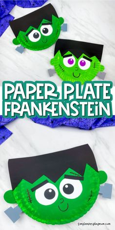 Easy paper plate Frankenstein craft with the kids this Halloween! It's perfect for preschool and elementary children. Download the FREE template and create one this October. Prek Halloween, Frankenstein Craft, Sunflower Coloring, Kindergarten Halloween, Preschool Supplies, Halloween Arts, Paper Plate Craft, Halloween Class Party