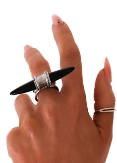 pebby forevee Ring Silver + Black / Flexible Fit ON SET STATEMENT RING Jewelry Casual, Statement Ring Silver, Fun Easy, Layering Pieces, On Set, Statement Ring, Ring Gift, Statement Rings, Final Sale