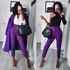 Black Suit Pants With Belt Solid Long Trousers With Pockets Trendy Purple Pants For Winter, Purple Ankle Pants For Work, Purple Ankle-length Work Pants, Chic Purple Ankle-length Pants, Purple High-waisted Pants For Work, Fall Purple Trousers, Purple Trousers For Work, Trendy Purple Pants For Workwear, Chic Purple Workwear Bottoms