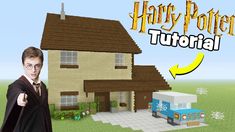 a harry potter house in minecraft with the words harry potter on it's side